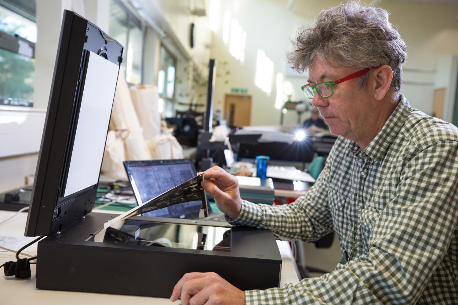 Man using a scanner